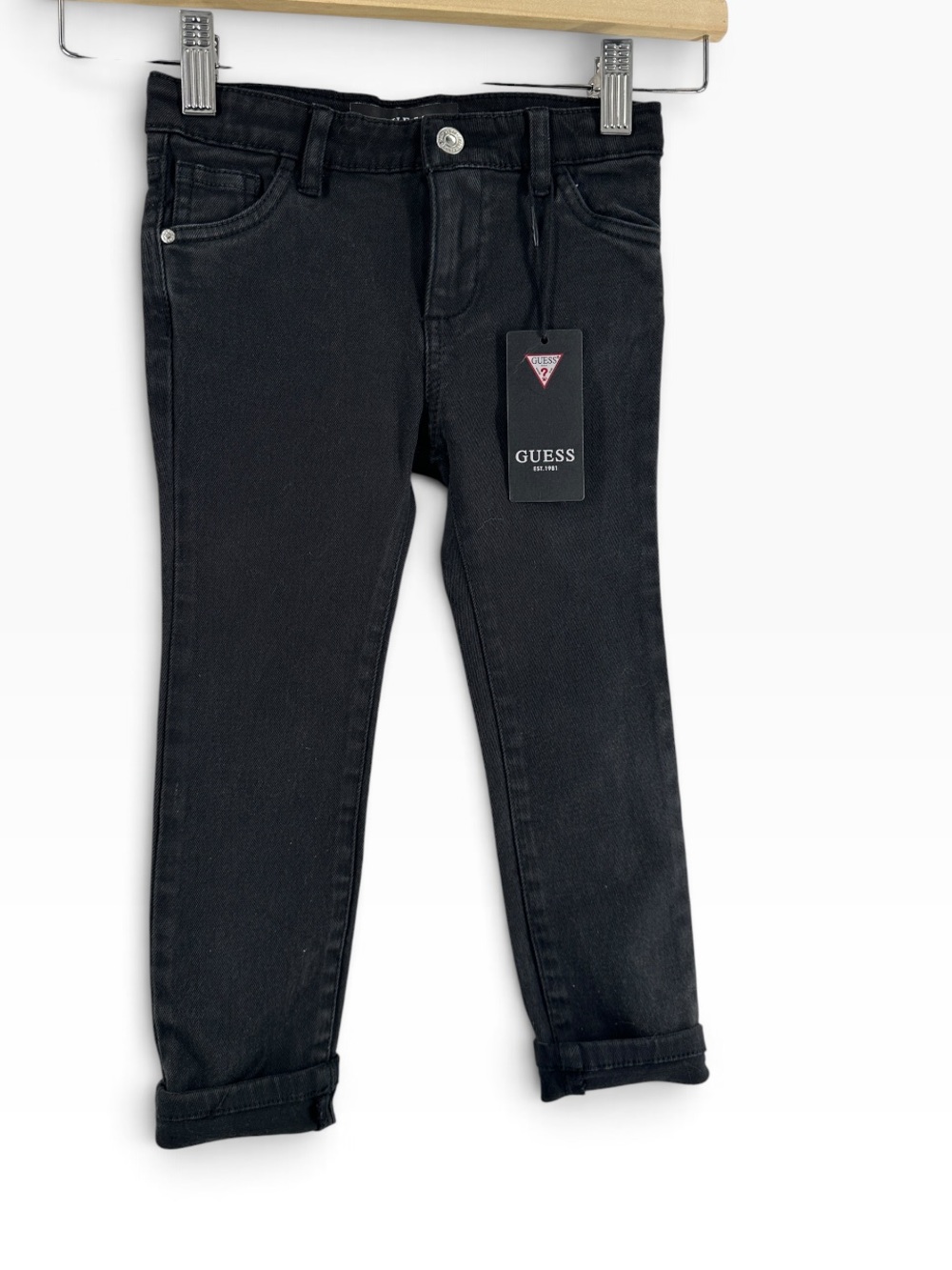 Guess st bull denim skinny core black toddler boy stretch sz 4 NWT